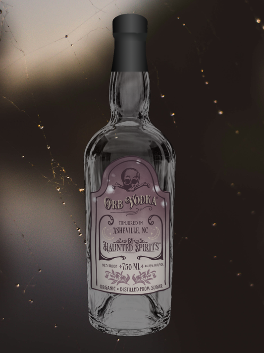 Orb Vodka Bottle over spiderweb